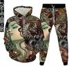 Hoodie+Trousers 2Pc Set Sportwear Horror Animal Snake 3D Print Men Women Hollween Clothing Tracksuit Casual Suit Plus Size S-6XL