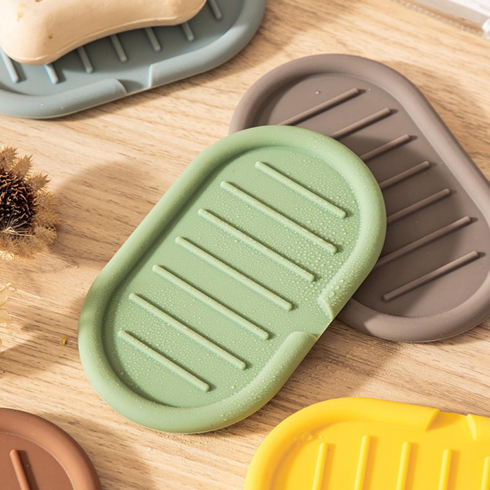 15*9cm Soap Holder Silicone Automatic Drainage Design Melt-Proof Anti-slip Organizer Pad For Kitchen Bathroom Laundry Soap Dish