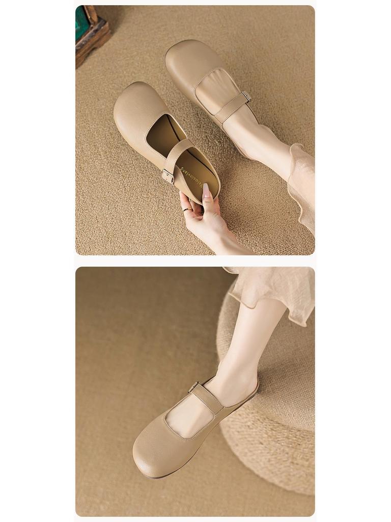 Weiwei Women's Retro Summer Flat Half-Slippers - Plus Size, Easy Slip-On