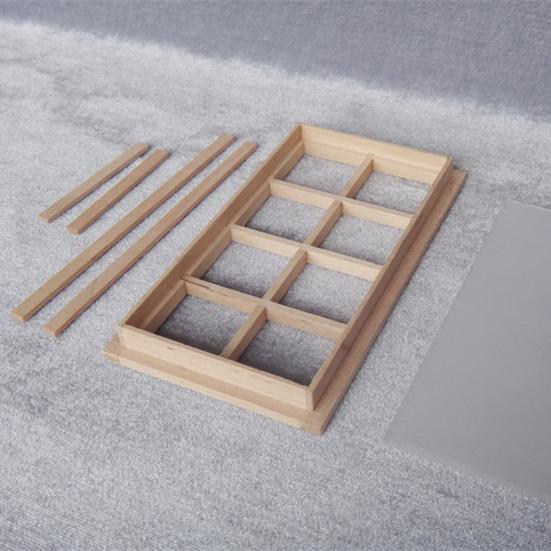 Wooden Traditional 1/12 Scale 8-Pane Door Dollhouse Window Frame Miniature Furniture for Kids