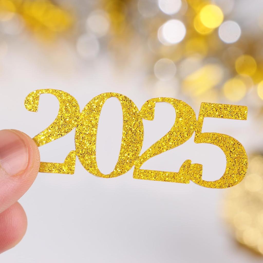 100pcs Graduation Confetti for Table 2025 Large Glitter Black Gold Grad Confetti Graduation Party Table Decorations