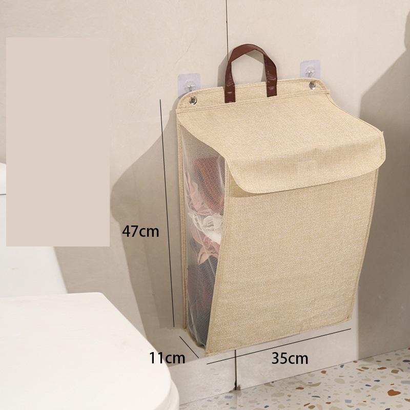 

Foldable Hanging Laundry Hamper Large Capacity Storage Basket With Lid Wall-Mounted Breathable Mesh Clothes Storage Bag