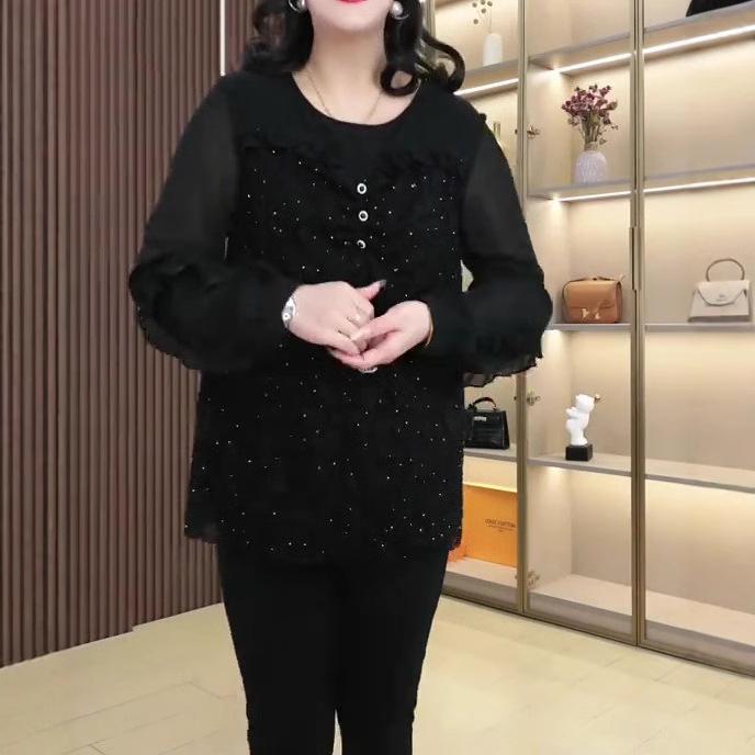 

Plus Size 240 lbs Polka Dot Chiffon A-line Loose Shirt - Spring & Summer Women s Fashion 5XL for 200-220 lbs