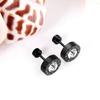 Stainless Steel Acrylic Crystal Stud Earrings for Women Men Punk Roman Number Clear Black CZ Bling Fashion Ear Jewelry