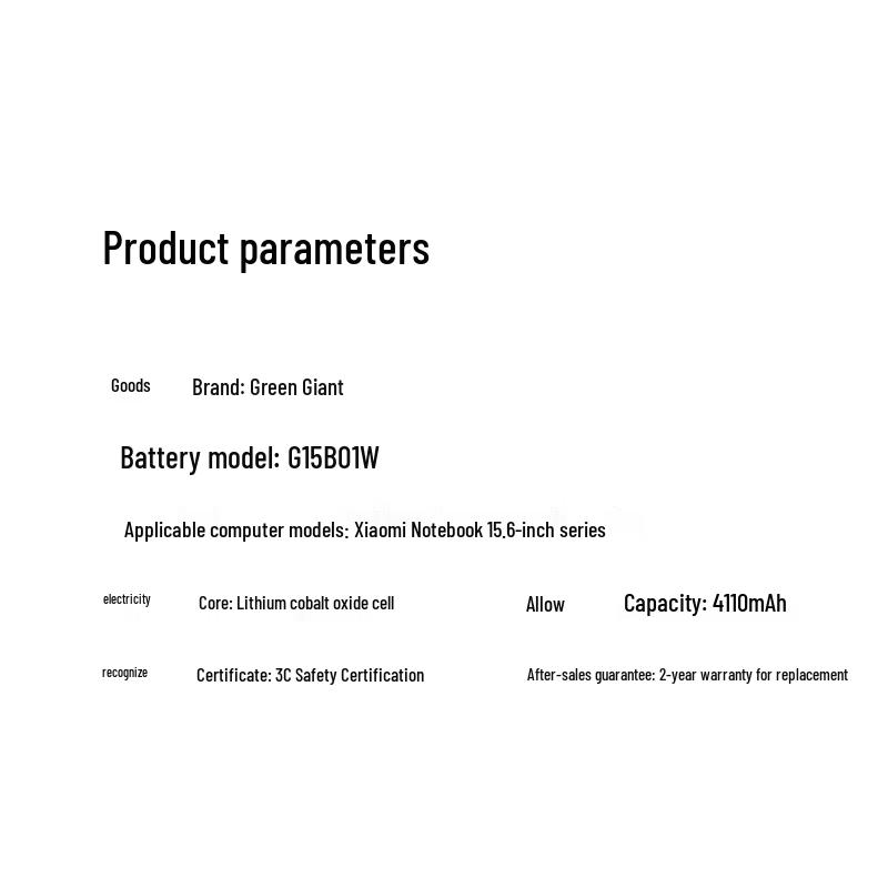 llano Laptop Battery for Xiaomi 15.6-inch Series