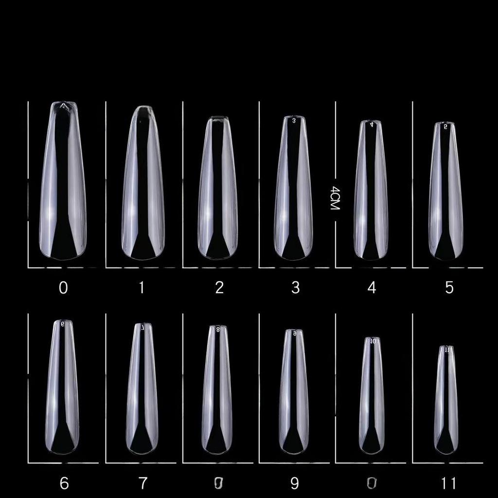 Nail Art Tips - 240-Piece Box, Long Denim, Ballet, Trapezoidal & Oval False Nails