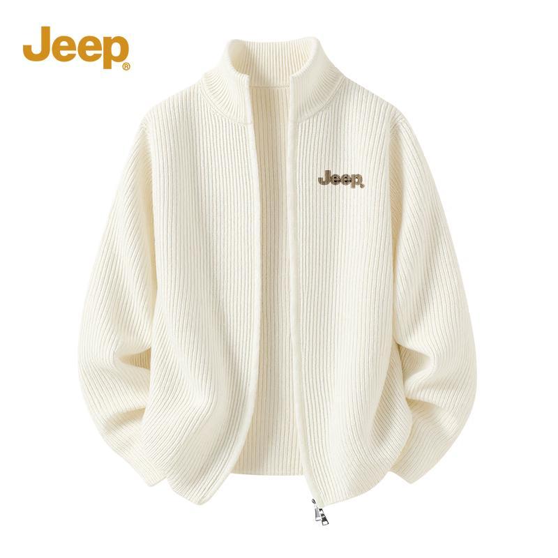 Jeep Men's Heavyweight Stand Collar Cardigan Sweater