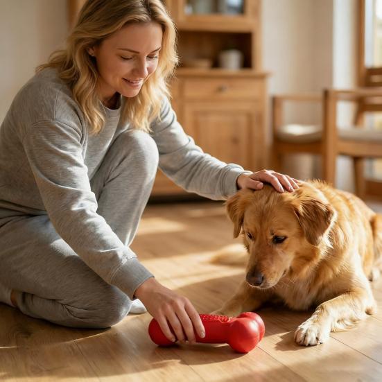 Squeaky Bone Dog Toy Bite-Resistant Interactive Chew Toy Textured Teeth Cleaning Toy for Large Medium Small Dogs Puppy Teething