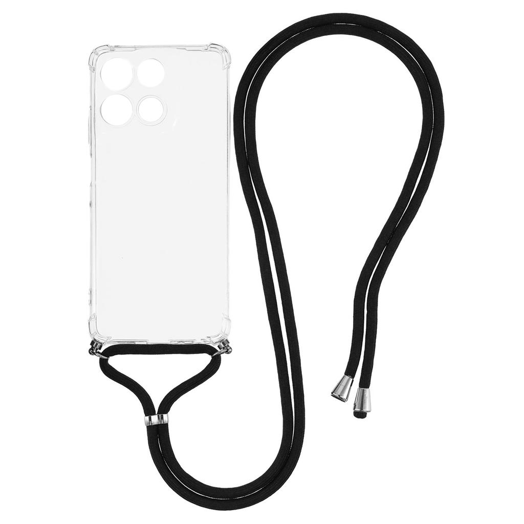 For Motorola Moto G56 5G Case Reinforced Corner TPU Clear Phone Cover with Lanyard