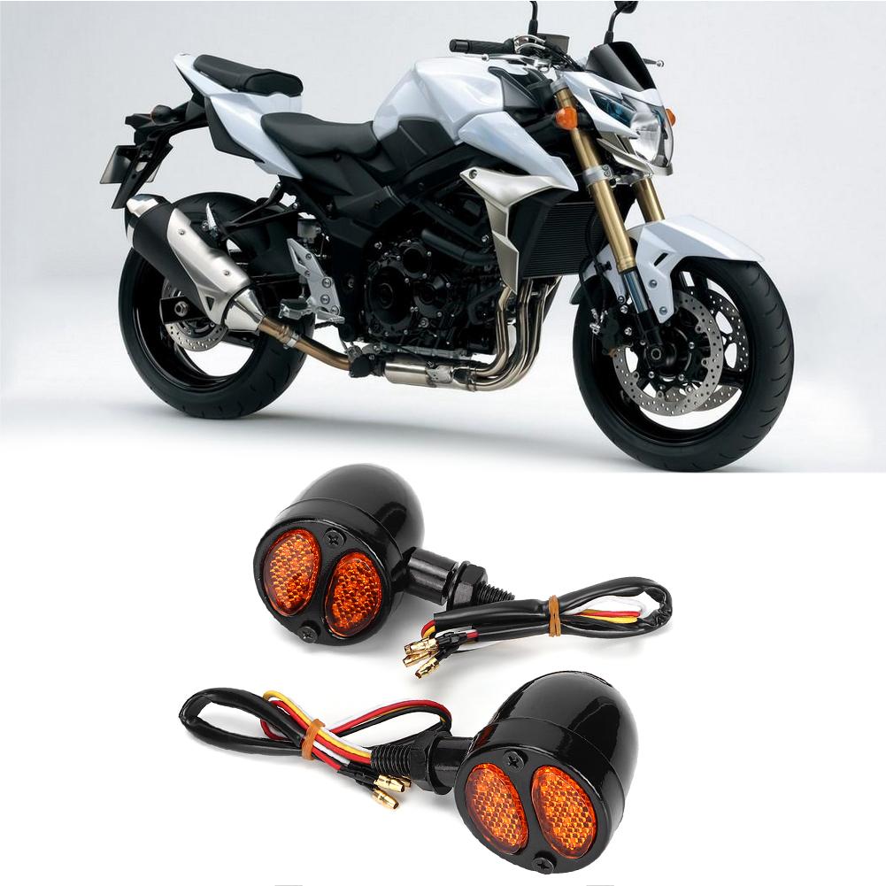 Motorcycle LED Turn Signal Light Brake Lamp Metal Shell Blinker Flashers 12V 4 WiresBlack
