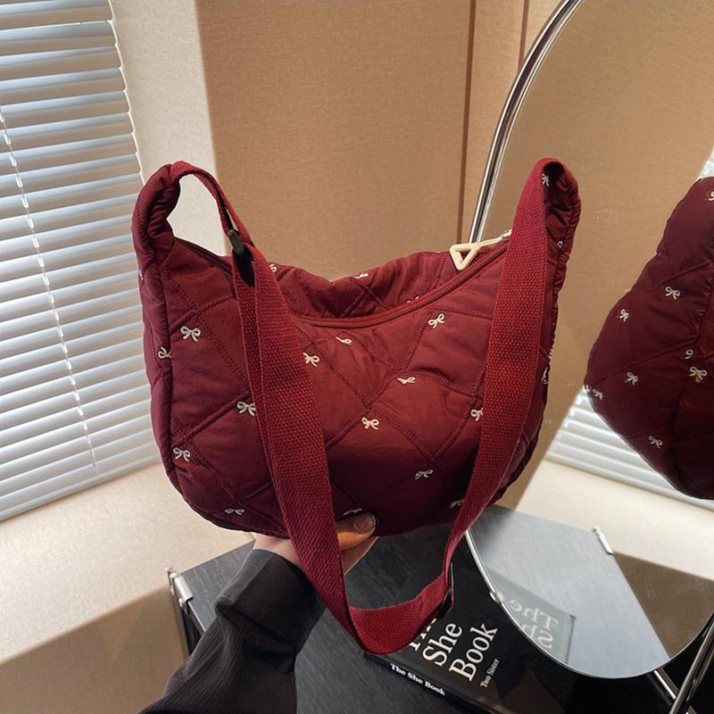 Damska Pikowana Torba na Ramię z Puchu Jesień&Zima Bawełniana Wyściełana Torba Listonoszka Duża Pojemność Wszechstronna Torebka Damska Puszysta Torba Crossbody