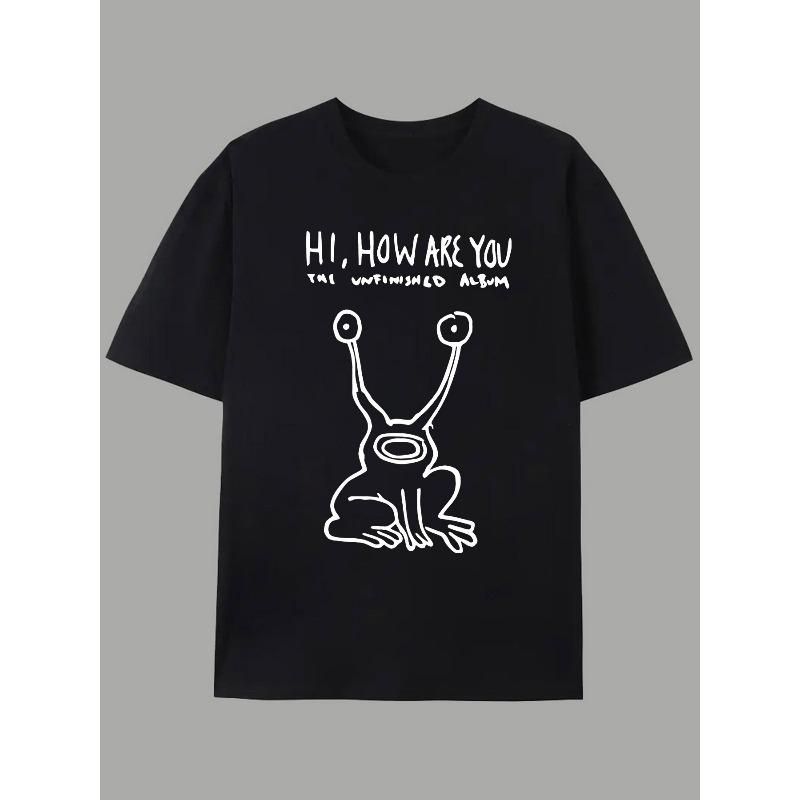 Taglie Europee Uomo & Donna T-Shirt Casual Estiva a Maniche Corte con Rana & "Come va?" Stampa Grafica