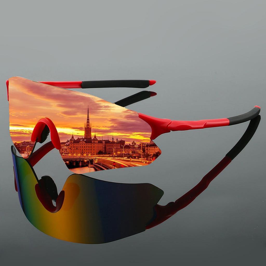 Oversized Sports Sunglasses Men Punk Mirror Lens Wrapped Round Anti UV Glasses for Outdoor Riding Skiing Trendy Shades