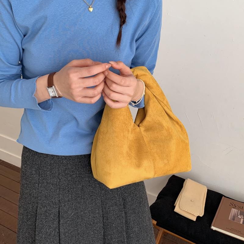 

New Women Suede Top Handle Bag Vintage Red Simple Shoulder Bag Large Capacity Comfortable and Versatile Texture Commuter Bag жовтий