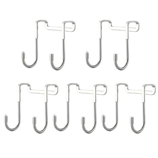 Over Cabinet Metal Double Hook for Closet Door Hook Heavy Duty Kitchen Cabinet Wardrobe Bathroom Dorm