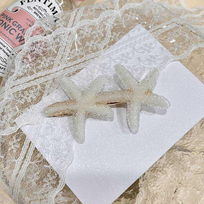 

2 шт. Заколки для волос в виде морской звезды, уникальные заколки для волос в виде морской звезды для маленьких девочек, пляжные детские заколки, подарки, детские аксессуары для волос белый