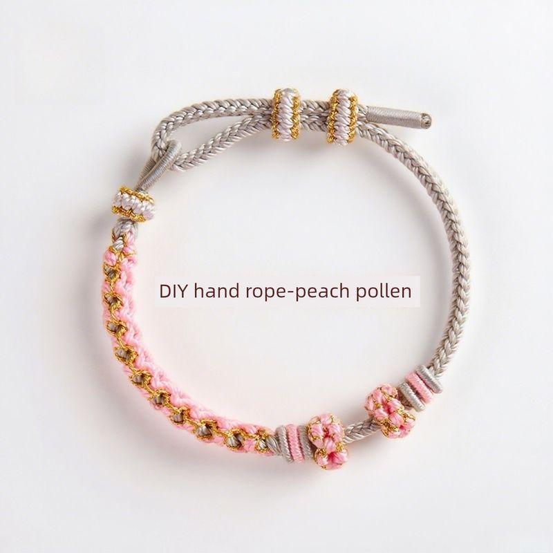 

Браслет Лилия Женский Красная Веревка Плетеная Веревка DIY Ремешок для Ношения Полуфабрикаты Бусины Нанизывание Золотой Зодиак с Отверстием Аксессуары Peach pollen-DIY hand rope