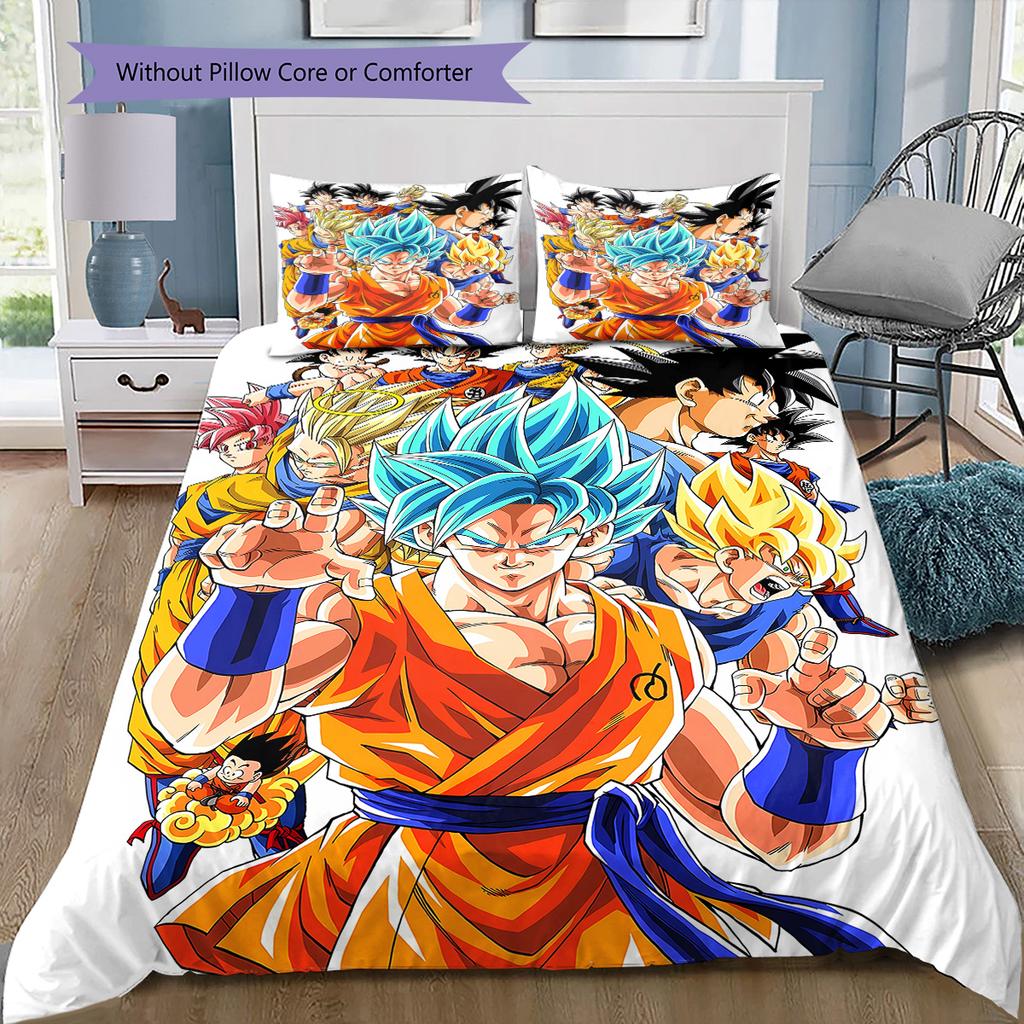 Set Copripiumino Trapuntato Dragon Ball Super Federa Cuscino Regalo di Compleanno per la Casa(1 * copripiumino + 2 * federa, senza nucleo)