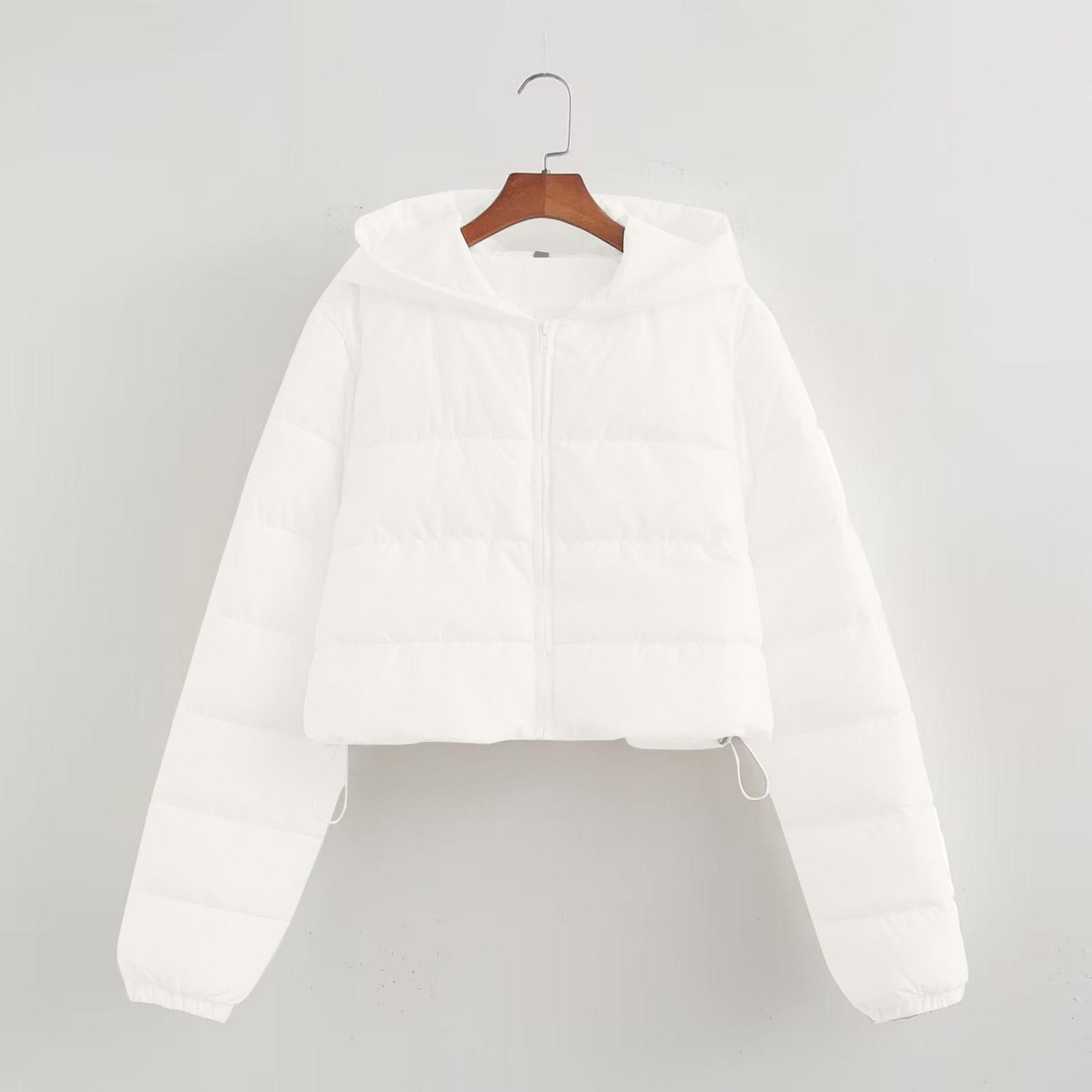 

Женская короткая повседневная модная универсальная хлопковая куртка с капюшоном S белый