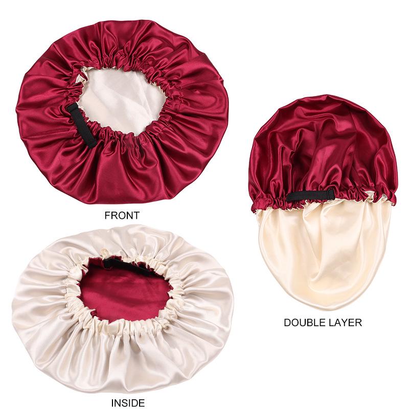 Reversible Satin Sleep Cap - Double-Layer, Adjustable Faux Silk Hair Care Cap