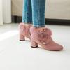 Women's Fluffy Plush Pointed-Toe Chunky Heel Winter Shoes, British Style, Plus Size Available