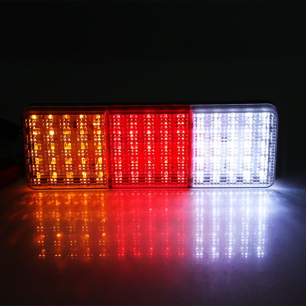Akozon 12V Rear Tail Brake Reverse Waterproof Tail Light Indicator Lamp for Boat 2-Piece 75-LED Truck, Trailer,
