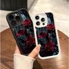 Dark Style Red Rose Butterfly Art Phone Case for iPhone 17 16 15 14 13 12 11 Series Pro Max Plus Double Layer Protection