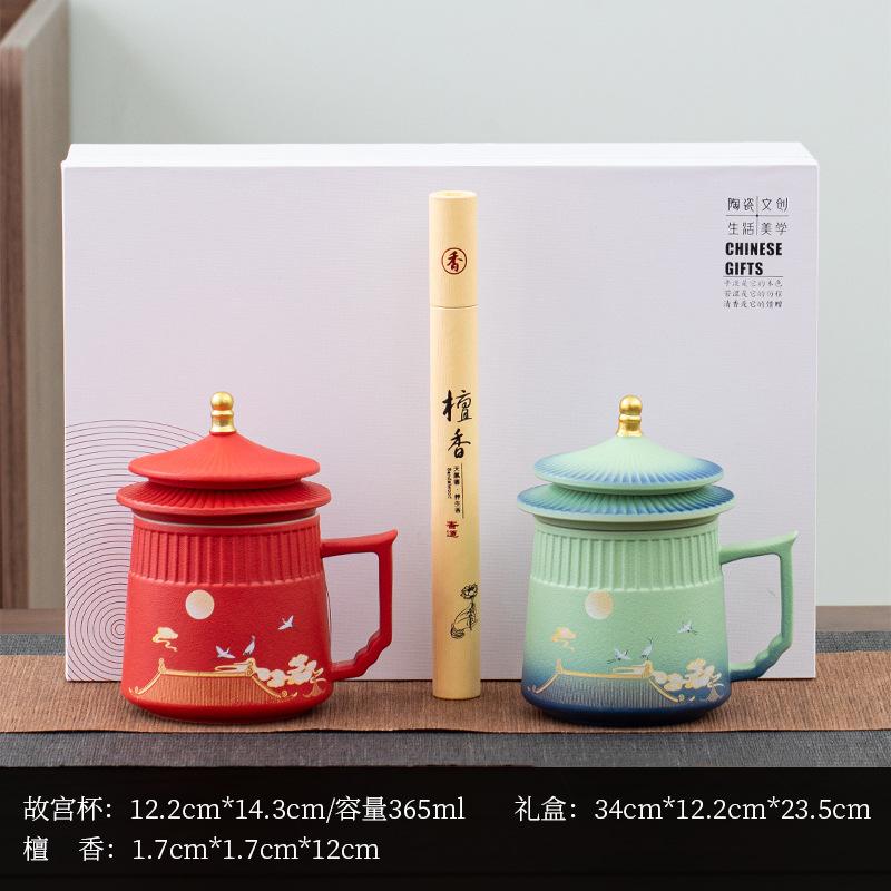 Forbidden City merchandise tea cup red culture cup creative Mid-Autumn Festival anniversary party member souvenirs retro tea set