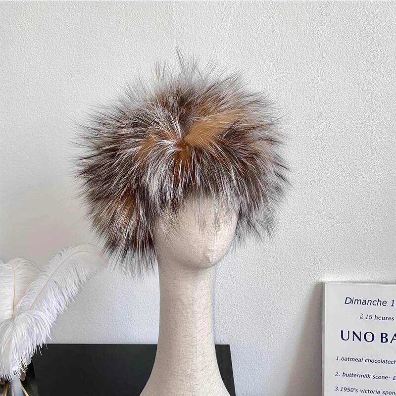 Echter Fuchsfellschal Handgestrickter Pelz-Nackenschal Winter Elastisches Stirnband Pelzschal Plüsch Warm Dicke Nackenwärmer