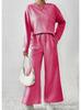 New Fall/Winter Solid-Color Textured Casual Women's Two-Piece Set - Loose-Fitting