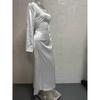 Modisches Langarm-Kleid für Damen, lockeres, sexy Kleid, Frühling und Sommer, mit Schnürung, Temperament, lässige Kleider für Damen, elegante, schmale Passform, langes Party-Club-Kleid 26450