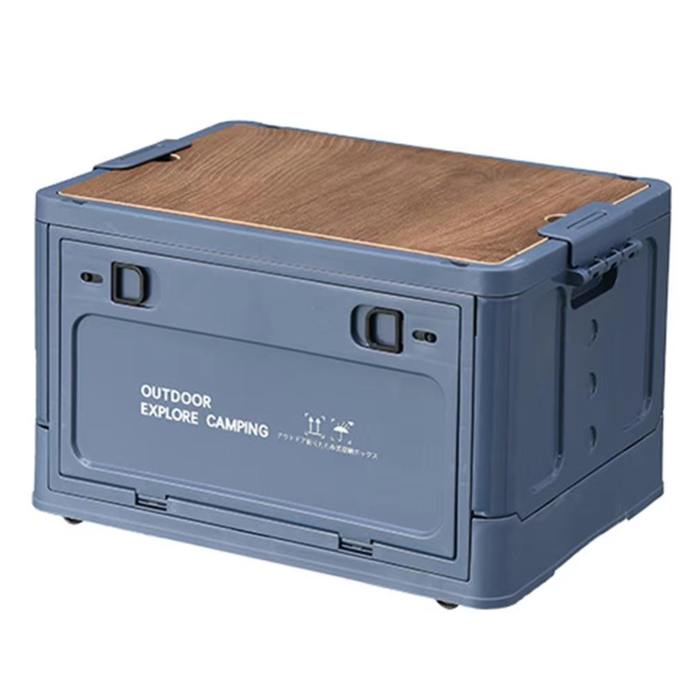Wooden Lid Collapsible Storage Bin S/M//L Side Open Folding Storage Box Stackable Large Capacity Car Storage Case