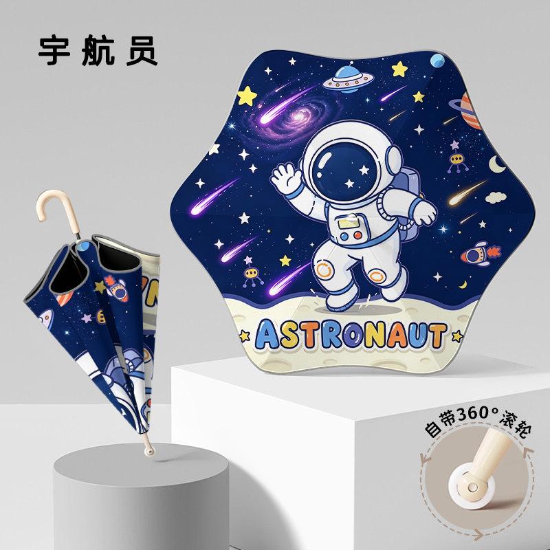 Manufacturer straight pole umbrella wholesale cartoon children umbrella automatic male and female rounded corners anti-poke kindergarten sun