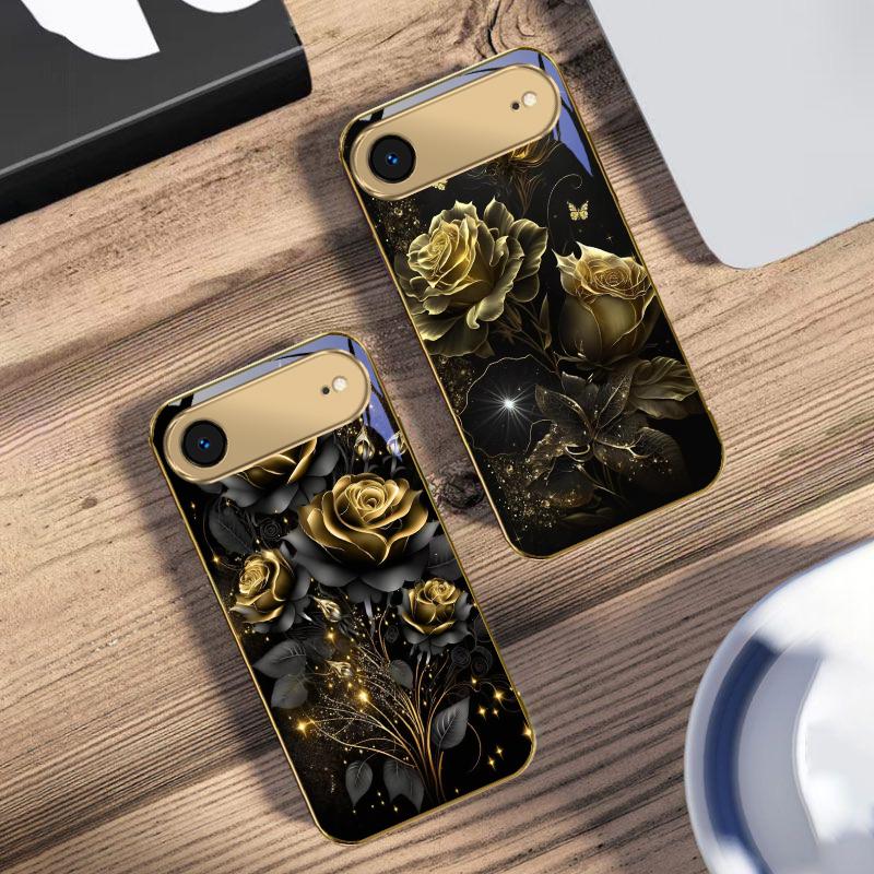 Jewel like brilliance For IPhone 17Pro Max 16 17 Pro 15 Pro 14 13 Plus 12 Mini 11Pro Max XR 16E 17 Air Golden glass phone case