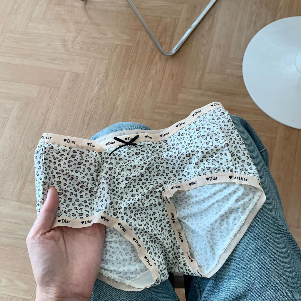 Women's Spring Summer Letter Leopard Print Ice Silk Quick Drying Low Rise Panties