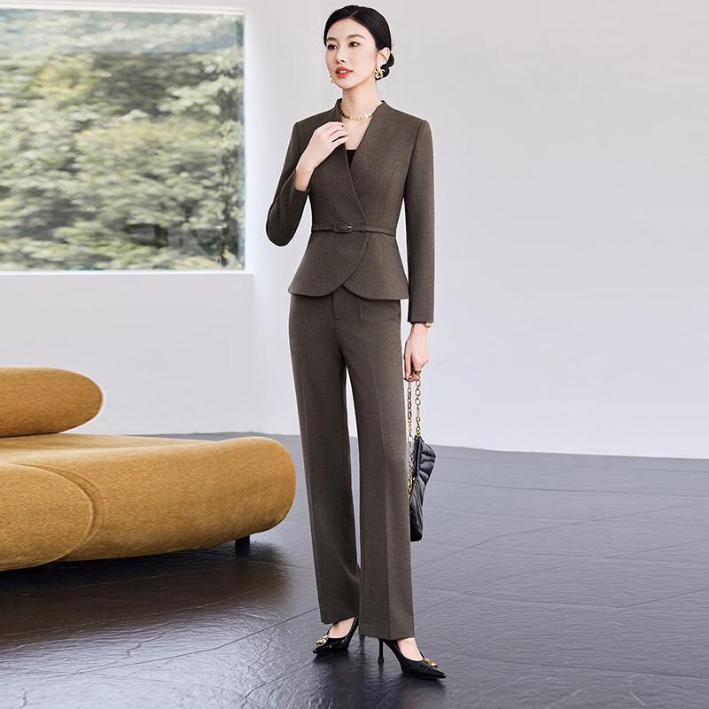 Women's Elegant Grey-Brown Professional Suit Set