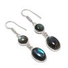 Natural Labradorite Gemstone 925 Sterling Silver Jewelry Earring 1.97" AE-11949
