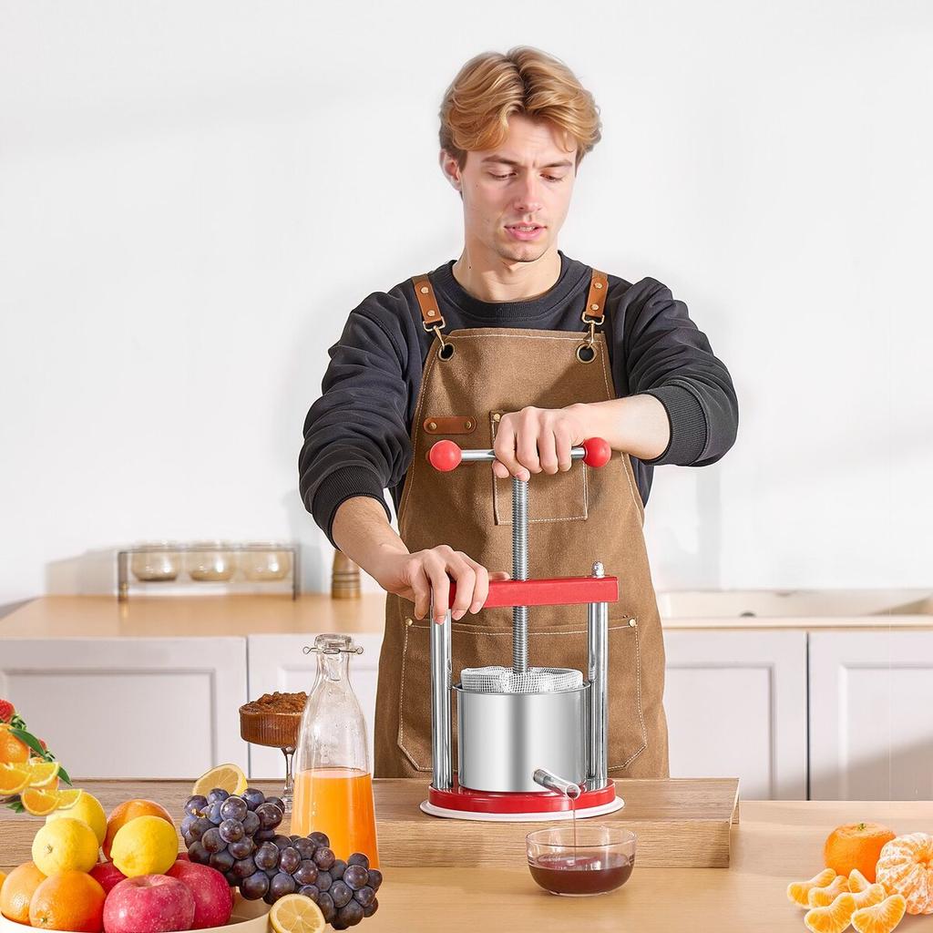 Pressa Manuale per Vino di Frutta per la Vinificazione 0,44 Gal/1,65L Acciaio Inossidabile