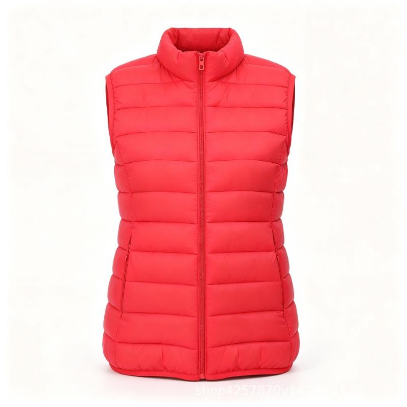Women S Plus Size Stand Collar Sleeveless Padded Vest Casual