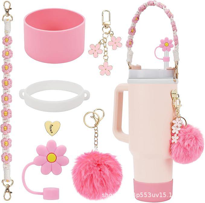 Accessori per la Stanley Cup Transfrontalieri: Set Portachiavi Fiori Colorati Fai da Te