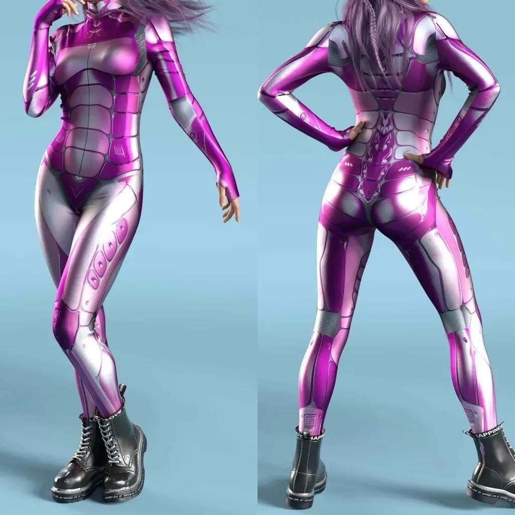 3D Digital Printing Stage Performance Costumes Adults Halloween Events Carnival Theme Party Cosplay Outfit Pretend Game Jumpsuit