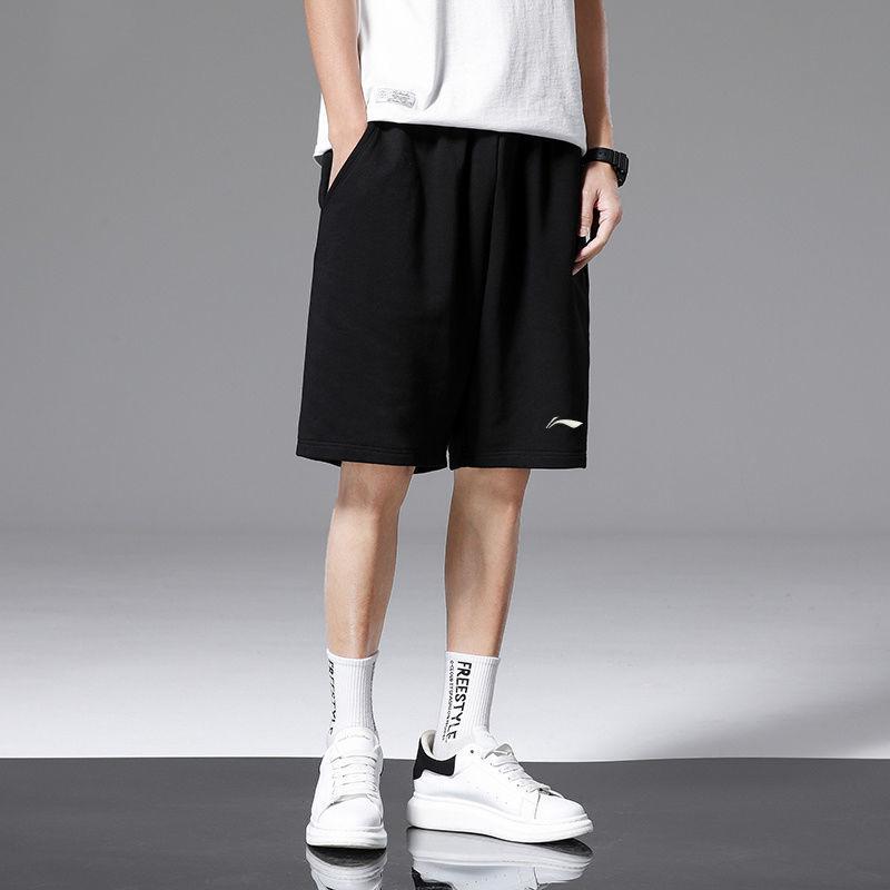 Li Ning Football Series Sports Training Solid Color Casual Shorts Men shorts Black AKSS481-2