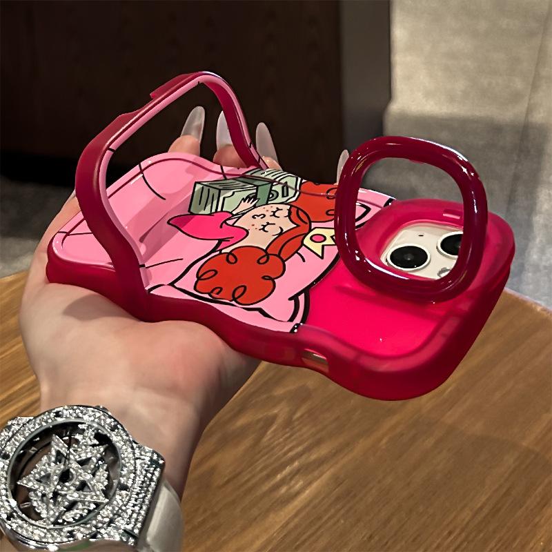 Sover og holder penger Prinsesse Apple 15 Promax Mobiltelefondeksel 16 Søt tegneserie 14 Dobbelt brakett 13 Nisje beskyttelsesdeksel