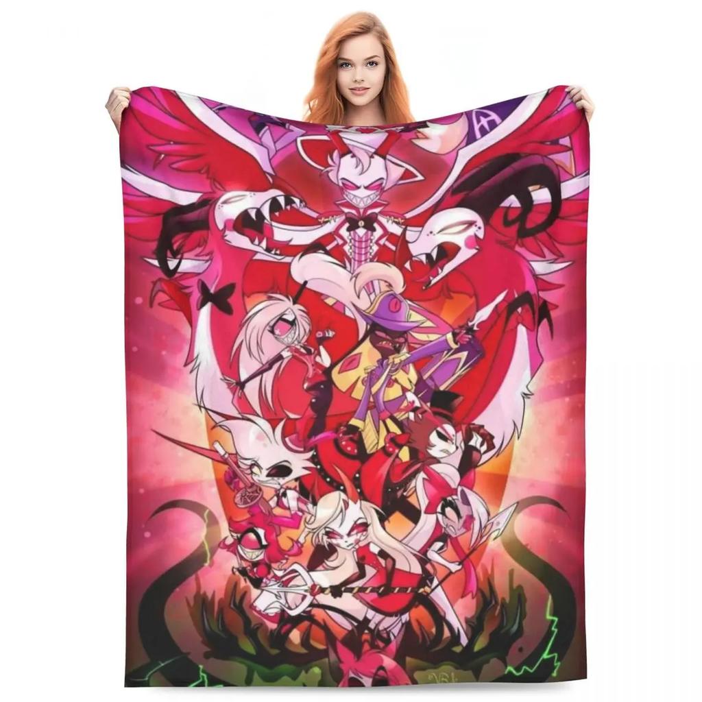 VOX H-Hazbin Hotel Alastor Game Warm Blankets Camping Plush Throw Blanket Novelty Home Decor Flannel Bedspread Sofa Bed Cover