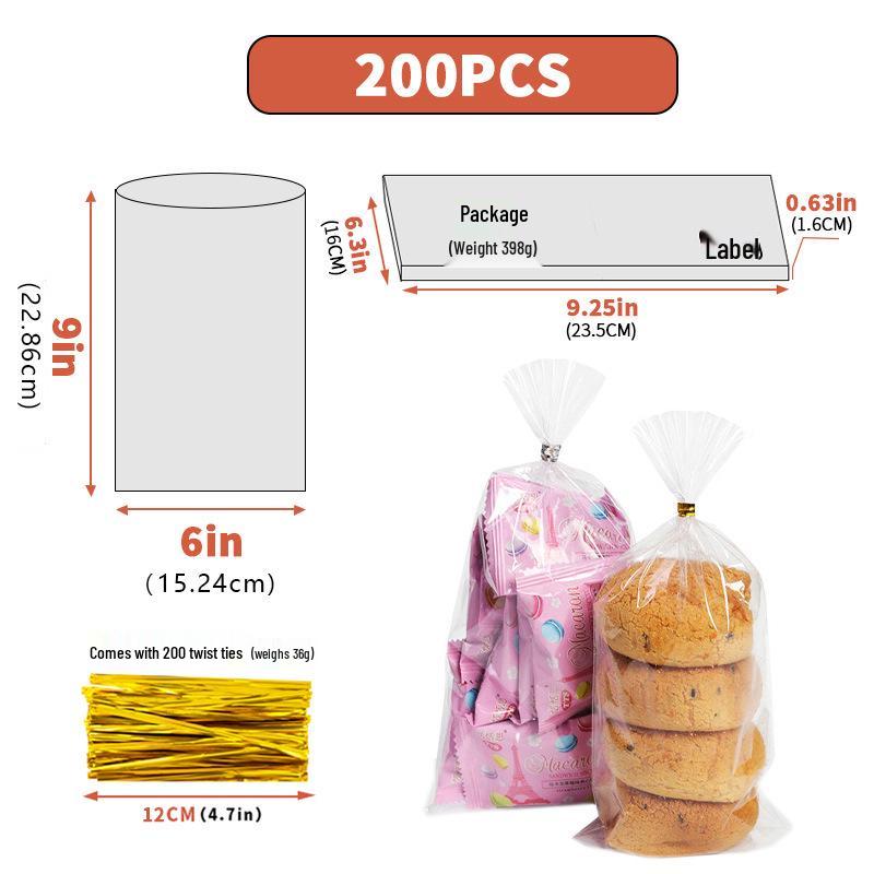 Clear Drawstring Packaging Bag for Cookies, Bread, Candy, and Baked Goods