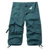Men's Cotton Below Knee Length  3/4 Long Shorts Men's Tactical Capri Pants Multi Pocket Summer Twill Work Cargo Pants Man