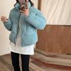 Women's Winter Jacket Corduroy Puffer Short Down Jacket Warm Quilted Cotton Coat Stand Collar Outerwear for Daily Life Work School
