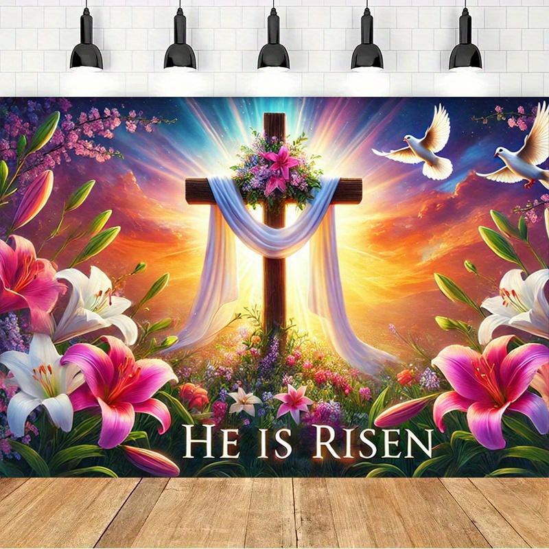 VIKAMAE Easter Light of Hope Party Event Photography Background Indoor and Outdoor Festival Banner Decoration