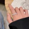 Korean Luxury Zircon Pearl Bow Ring - Vintage Niche Design, Women's Open Hand Jewelry
