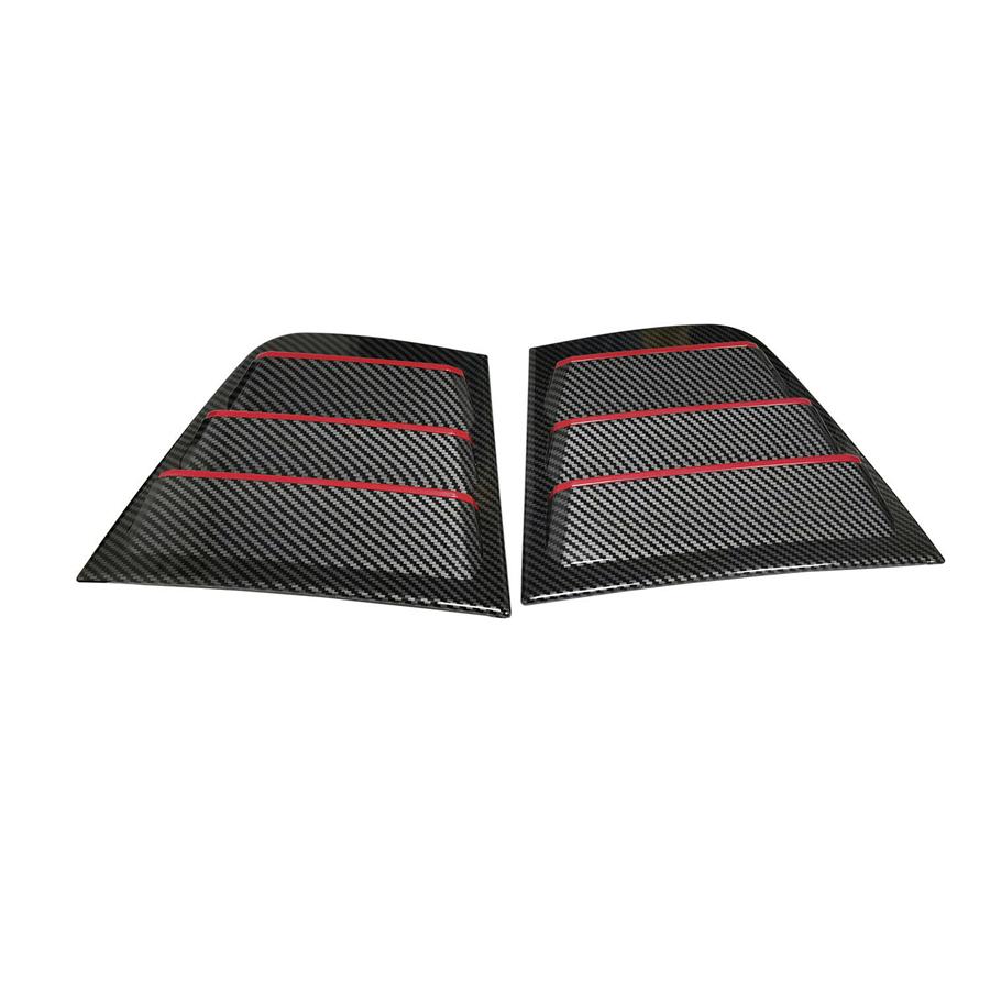 2x Carbon Look w/Red Trim Rear Side Window Louver Cover  For 11-21 Dodge Charger